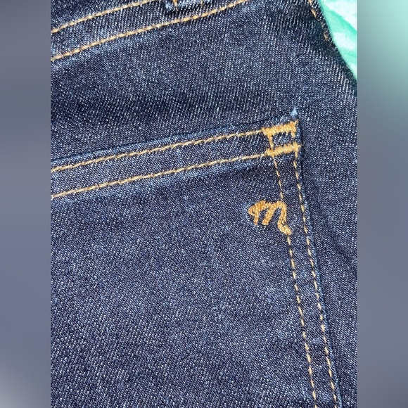 Madewell Jeans Denim Cali Demi Boot Cut Lucille Wash Dark Blue Solid Navy Cotton - Picture 9 of 14